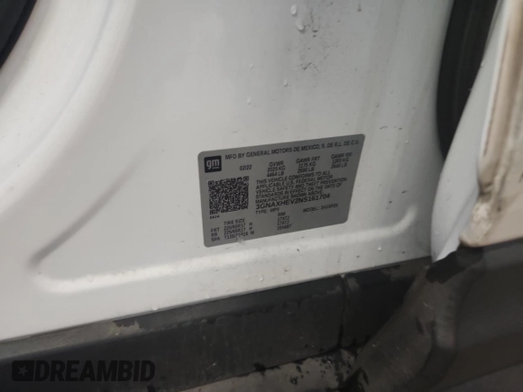 2022 Chevrolet Equinox LS with VIN 3GNAXHEV2NS161704, listed as a Copart auction lot 62684915 with 195,053 mi miles and Clean title. Bid and sale history available at DreamBid. Image 13.
