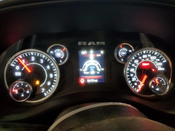 2021 Ram 1500 Big Horn with VIN 1C6SRFBT8MN614917, listed as a Copart auction lot 48201625 with 56,179 mi miles and Clean Title. Bid and sale history available at carsss.com. Image 9.