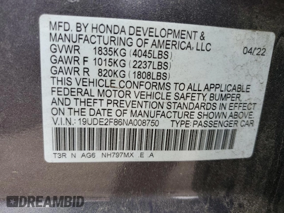 2022 Acura ILX w/Premium/A-Spec Package with VIN 19UDE2F86NA008750, listed as a Copart auction lot 51291635 with 31,988 mi miles and Salvage Title. Bid and sale history available at carsss.com. Image 12.