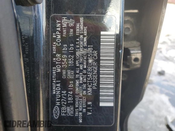 2014 Hyundai Accent GS with VIN KMHCT5AE8EU165981, listed as a Copart auction lot 88090345 with 160,648 mi miles and Salvage title. Bid and sale history available at DreamBid. Image 12.