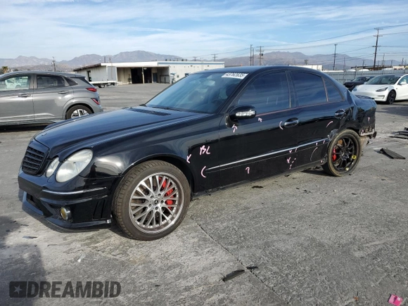 2005 Mercedes-Benz E-Class 5.5L AMG with VIN WDBUF76J05A781904, listed as a Copart auction lot 43762835 with 107,810 mi miles and Salvage Title. Bid and sale history available at carsss.com. Image 1.