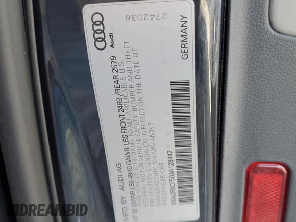 2018 Audi A5 Sportback Prestige z VIN WAUFNCF50JA128442, wystawiony jako Copart lot #86828644 z przebiegiem 101 650 mil mil oraz Szkoda całkowita • Salvage title. Historia ofert i sprzedaży dostępna na DreamBid. Obrazek 13.