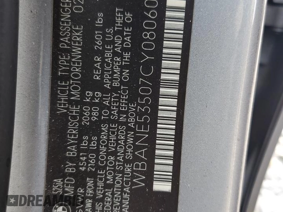 2007 BMW 5 Series 525i with VIN WBANE53507CY08060, listed as a Copart auction lot 53788985 with 156,355 mi miles and Salvage Title. Bid and sale history available at carsss.com. Image 13.