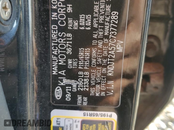 2012 Kia Soul with VIN KNDJT2A57C7377289, listed as a Copart auction lot 43371225 with 162,468 mi miles and Salvage Title. Bid and sale history available at carsss.com. Image 16.