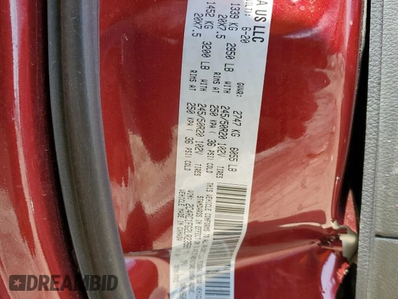 2020 Chrysler Pacifica Touring with VIN 2C4RC1FG2LR235891, listed as a Copart auction lot 54235655 with 75,343 mi miles and Salvage Title. Bid and sale history available at DreamBid. Image 13.