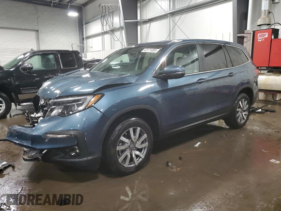 2021 Honda Pilot EX-L with VIN 5FNYF6H53MB095651, listed as a Copart auction lot 43171055 with 35,869 mi miles and Salvage Title. Bid and sale history available at DreamBid. Image 1.