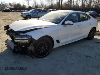 2022 Genesis G70 Launch Edition with VIN KMTG14TE7NU082241, listed as a Copart auction lot 46895805 with 53,828 mi miles and Salvage Title. Bid and sale history available at DreamBid. Image 1.