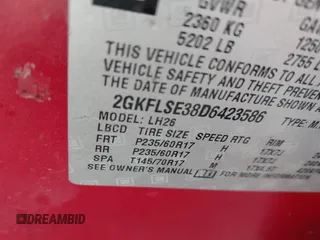 2013 GMC Terrain SLE with VIN 2GKFLSE38D6423586, listed as a IAAI auction lot 41013444 with 189,690 mi miles and . Bid and sale history available at DreamBid. Image 9.
