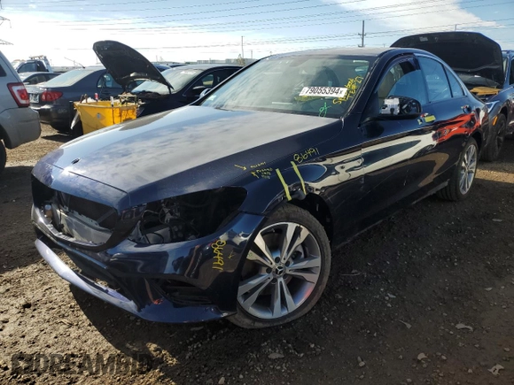2019 Mercedes-Benz C 300 with VIN 55SWF8EBXKU285584, listed as a Copart auction lot 79055394 with 74,180 mi miles and Salvage Title. Bid and sale history available at DreamBid. Image 1.