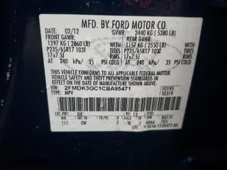 2012 Ford Edge SE with VIN 2FMDK3GC1CBA95471, listed as a Copart auction lot 50967675 with 238,174 mi miles and Salvage Title. Bid and sale history available at carsss.com. Image 13.