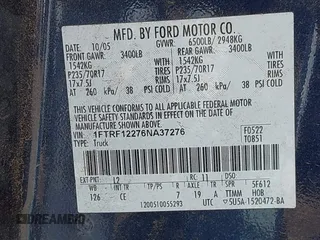 2006 Ford F-150 XL with VIN 1FTRF12276NA37276, listed as a IAAI auction lot 42397026 with Not provided miles and . Bid and sale history available at DreamBid. Image 9.