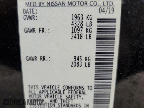 2019 Nissan Altima S with VIN 1N4BL4BV6KC235073, listed as a Copart auction lot 54982875 with 80,883 mi miles and Salvage Title. Bid and sale history available at DreamBid. Image 12.