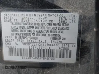 2018 Nissan Sentra SV z VIN 3N1AB7AP2JY240700, wystawiony jako IAAI lot #40207118 z przebiegiem 161 848 mil mil oraz . Historia ofert i sprzedaży dostępna na DreamBid. Obrazek 9.