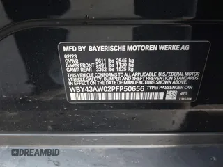 2023 BMW i4 eDrive35 z VIN WBY43AW02PFP50656, wystawiony jako IAAI lot #41776504 z przebiegiem 18 024 mil mil oraz . Historia ofert i sprzedaży dostępna na DreamBid. Obrazek 9.