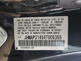 2004 Honda S2000 with VIN JHMAP21454T005355, listed as a Copart auction lot 47326085 with Not Provided miles and Salvage Title. Bid and sale history available at DreamBid. Image 14.