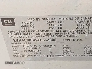 2014 GMC Terrain SLE with VIN 2GKALMEK9E6353000, listed as a IAAI auction lot 42656905 with 159,173 mi miles and . Bid and sale history available at DreamBid. Image 9.