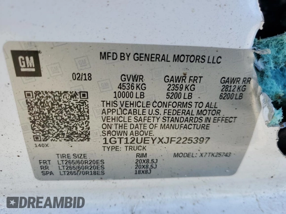 2018 GMC Sierra 2500HD Denali z VIN 1GT12UEYXJF225397, wystawiony jako Copart lot #87736565 z przebiegiem Nie podano mil oraz Nie do naprawy • Non repairable. Historia ofert i sprzedaży dostępna na DreamBid. Obrazek 13.