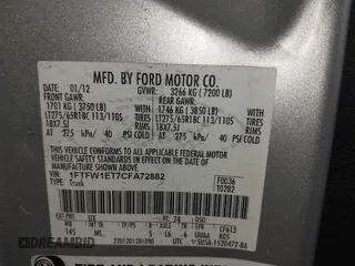 2012 Ford F-150 XL with VIN 1FTFW1ET7CFA72882, listed as a IAAI auction lot 41836206 with 115,474 mi miles. Bid and sale history available at carsss.com. Image 9.