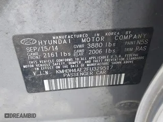 2015 Hyundai Elantra Limited with VIN KMHDH4AE2FU329517, listed as a IAAI auction lot 41951396 with 193,600 mi miles. Bid and sale history available at carsss.com. Image 9.