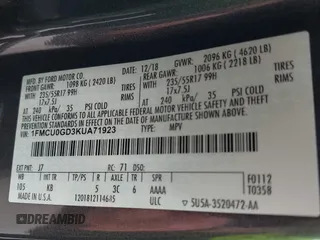 2019 Ford Escape SE with VIN 1FMCU0GD3KUA71923, listed as a IAAI auction lot 41801956 with 25,602 mi miles. Bid and sale history available at carsss.com. Image 9.