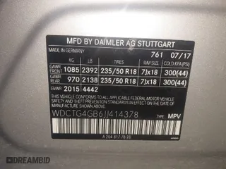 2018 Mercedes-Benz GLA with VIN WDCTG4GB6JJ414378, listed as a IAAI auction lot 41392211 with 67,390 mi miles. Bid and sale history available at carsss.com. Image 9.