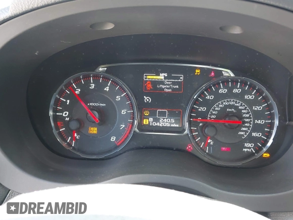 2018 Subaru WRX с VIN JF1VA1A66J9802924, выставлен на аукционе IAAI как лот 42346820 с пробегом 104 205 миль миль и . История ставок и продаж доступна на DreamBid. Изображение 7.