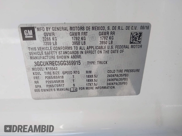 2016 Chevrolet Silverado 1500 LT with VIN 3GCUKREC5GG369915, listed as a IAAI auction lot 42082155 with 137,671 mi miles and . Bid and sale history available at DreamBid. Image 9.