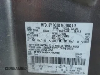 2006 Ford F-150 XLT with VIN 1FTPX14526NA90950, listed as a Copart auction lot 49777895 with 0 mi miles and Salvage Title. Bid and sale history available at carsss.com. Image 12.