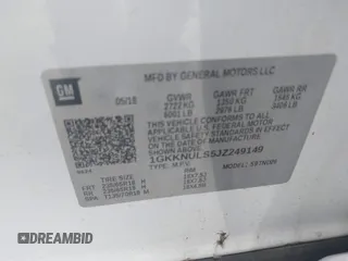 2018 GMC Acadia SLT z VIN 1GKKNULS5JZ249149, wystawiony jako IAAI lot #42453033 z przebiegiem 118 597 mil mil oraz . Historia ofert i sprzedaży dostępna na DreamBid. Obrazek 9.