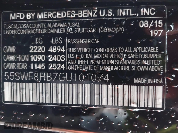 2016 Mercedes-Benz C 63 S AMG z VIN 55SWF8HB7GU101074, wystawiony jako IAAI lot #40732826 z przebiegiem 43 676 mil mil oraz . Historia ofert i sprzedaży dostępna na DreamBid. Obrazek 9.