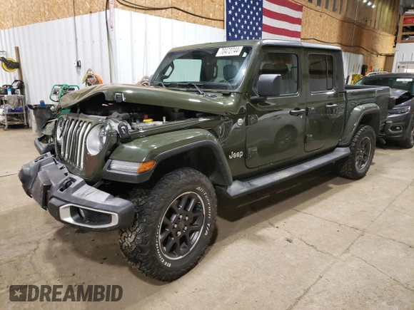 2022 Jeep Gladiator Overland z VIN 1C6HJTFG0NL144070, wystawiony jako Copart lot #70472744 z przebiegiem 40 397 mil mil oraz Szkoda całkowita • Salvage title. Historia ofert i sprzedaży dostępna na DreamBid. Obrazek 1.