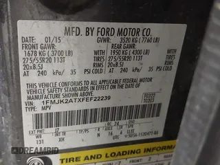 2015 Ford Expedition Max Limited с VIN 1FMJK2ATXFEF22239, выставлен на аукционе IAAI как лот 41906914 с пробегом 78 196 миль миль и . История ставок и продаж доступна на DreamBid. Изображение 9.