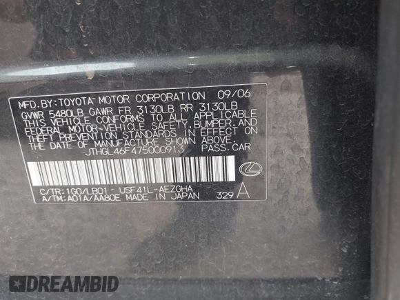 2007 Lexus LS 460 L с VIN JTHGL46F475000913, выставлен на аукционе IAAI как лот 41878241 с пробегом 241 359 миль миль и . История ставок и продаж доступна на DreamBid. Изображение 9.