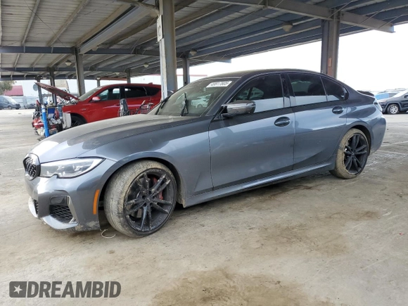 2021 BMW 3 Series M340i with VIN 3MW5U7J05M8C17621, listed as a Copart auction lot 49917805 with 0 mi miles and Salvage Title. Bid and sale history available at carsss.com. Image 1.