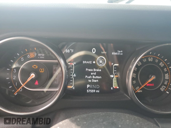 2020 Jeep Wrangler Unlimited Sahara with VIN 1C4HJXEN5LW207076, listed as a Copart auction lot 59461645 with 57,559 mi miles and Salvage title. Bid and sale history available at DreamBid. Image 9.