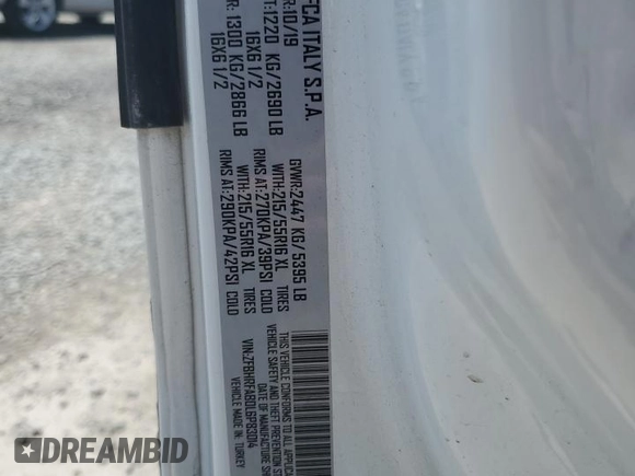 2020 Ram ProMaster City Cargo Tradesman with VIN ZFBHRFAB0L6P83014, listed as a Copart auction lot 57823935 with 58,429 mi miles and Salvage title. Bid and sale history available at DreamBid. Image 13.