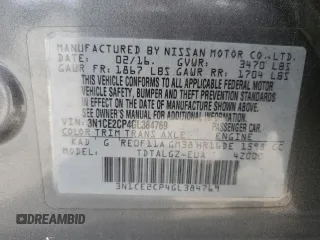 2016 Nissan Note SR with VIN 3N1CE2CP4GL384769, listed as a Copart auction lot 59407905 with 174,302 mi miles and Salvage title. Bid and sale history available at DreamBid. Image 12.