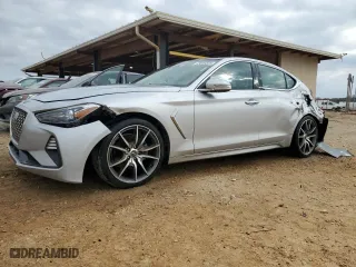 2019 Genesis G70 2.0T Advanced with VIN KMTG44LA8KU040192, listed as a Copart auction lot 43606685 with 72,876 mi miles and Salvage Title. Bid and sale history available at carsss.com. Image 1.