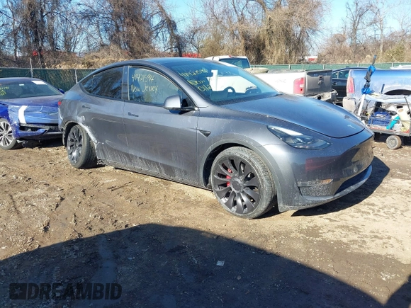 2023 Tesla Model Y Performance with VIN 7SAYGDEF1PF674417, listed as a IAAI auction lot 41421594 with 28,928 mi miles and . Bid and sale history available at DreamBid. Image 1.
