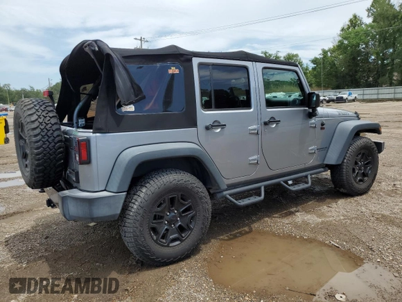 2016 Jeep Wrangler Unlimited Sport with VIN 1C4BJWDG8GL346676, listed as a Copart auction lot 57972665 with 57,515 mi miles and Salvage title. Bid and sale history available at DreamBid. Image 3.