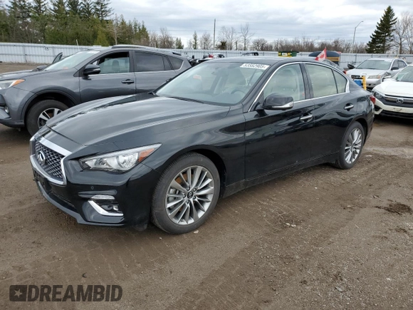 2023 Infiniti Q50 Luxe with VIN JN1EV7BR1PM543584, listed as a Copart auction lot 53582905 with Not provided miles and Clean title. Bid and sale history available at DreamBid. Image 1.