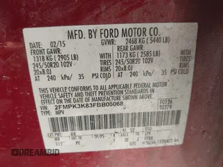 2015 Ford Edge Titanium z VIN 2FMPK3K83FBB06068, wystawiony jako IAAI lot #41774040 z przebiegiem 134 821 mil mil oraz . Historia ofert i sprzedaży dostępna na DreamBid. Obrazek 9.