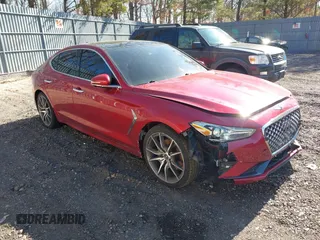 2019 Genesis G70 Advanced z VIN KMTG44LA7KU026820, wystawiony jako IAAI lot #41706925 z przebiegiem 56 584 mil mil oraz . Historia ofert i sprzedaży dostępna na DreamBid. Obrazek 1.