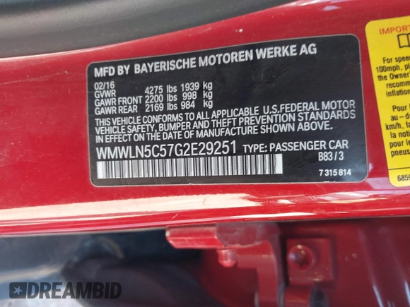 2016 MINI Clubman z VIN WMWLN5C57G2E29251, wystawiony jako IAAI lot #41878076 z przebiegiem 132 763 mil mil oraz . Historia ofert i sprzedaży dostępna na DreamBid. Obrazek 9.