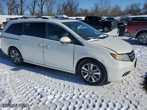 2015 Honda Odyssey Touring Elite with VIN 5FNRL5H91FB098996, listed as a Copart auction lot 46165155 with 152,095 mi miles and Salvage Title. Bid and sale history available at carsss.com. Image 4.
