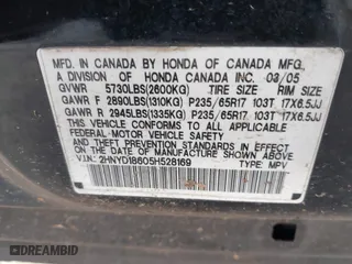 2005 Acura MDX Touring with VIN 2HNYD18605H528169, listed as a IAAI auction lot 41380946 with 243,245 mi miles. Bid and sale history available at carsss.com. Image 9.