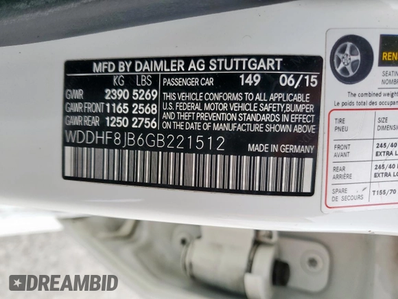 2016 Mercedes-Benz E-Class E 350 Luxury with VIN WDDHF8JB6GB221512, listed as a Copart auction lot 46167555 with 101,821 mi miles and Salvage Title. Bid and sale history available at carsss.com. Image 12.