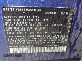 2021 Volkswagen ID.4 Pro S with VIN WVGGNPE23MP060821, listed as a Copart auction lot 49913165 with 39,987 mi miles and Salvage Title. Bid and sale history available at carsss.com. Image 13.