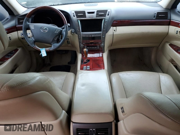 2009 Lexus LS 460 with VIN JTHCL46F195003527, listed as a Copart auction lot 49570505 with 279,651 mi miles and Salvage title. Bid and sale history available at DreamBid. Image 8.