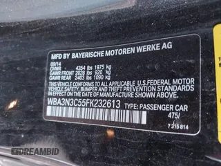 2015 BMW 4 Series 428i with VIN WBA3N3C55FK232613, listed as a IAAI auction lot 41865898 with 104,585 mi miles and . Bid and sale history available at carsss.com. Image 9.